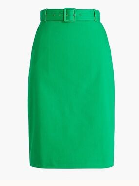 J. Crew Factory Sateen Belted Pencil Skirt, Green, NWT, Size 6